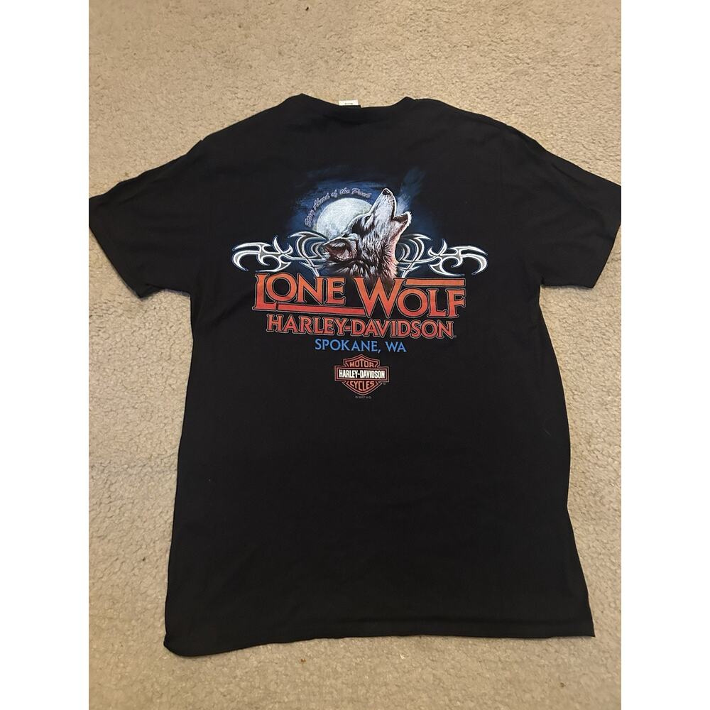 Harley Davidson Lone Wolf T-shirt Size Medium Spokane Washington 2017